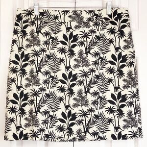 NWT Talbots Cream Monkey Jungle Print Canvas A-Line Skirt 10